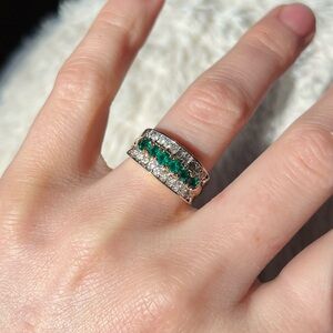 18K Gold Plated Emerald Cluster Ring